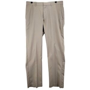 AXIST Mens Tan Flat Front Dress Pants Size 34x32 Polyester Rayon Chino Slacks